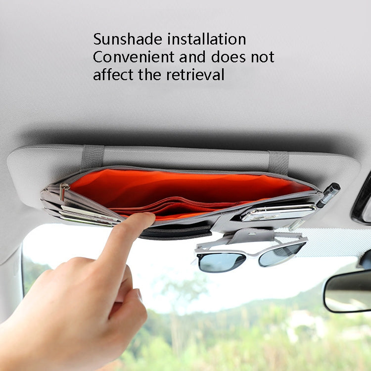 2 PCS Auto Sun Visor Card Clip Business Card Glasses Clip Zipper Car Mobile Phone Document Folder(Black) - Stowing Tidying by PMC TechLife | Online Shopping South Africa | PMC TechLife | Buy Now Pay Later Mobicred