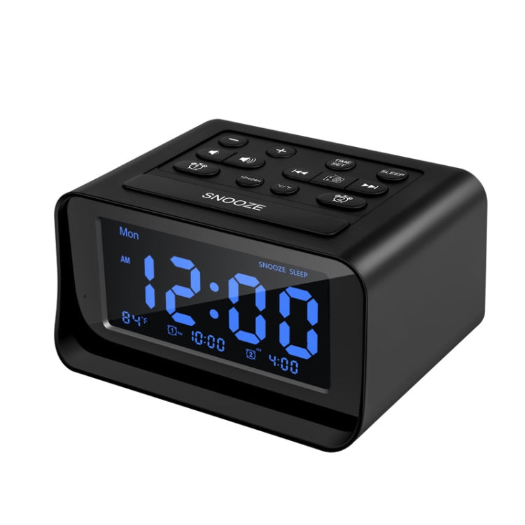 LED Digital Bedroom Alarm Clock With USB Charging Port Clock Radio Temperature Electronic Platform Clock, Specification: EU Plug(Black) - Alarm Clocks by PMc TechLife | Online Shopping South Africa | PMc TechLife | Buy Now Pay Later Mobicred