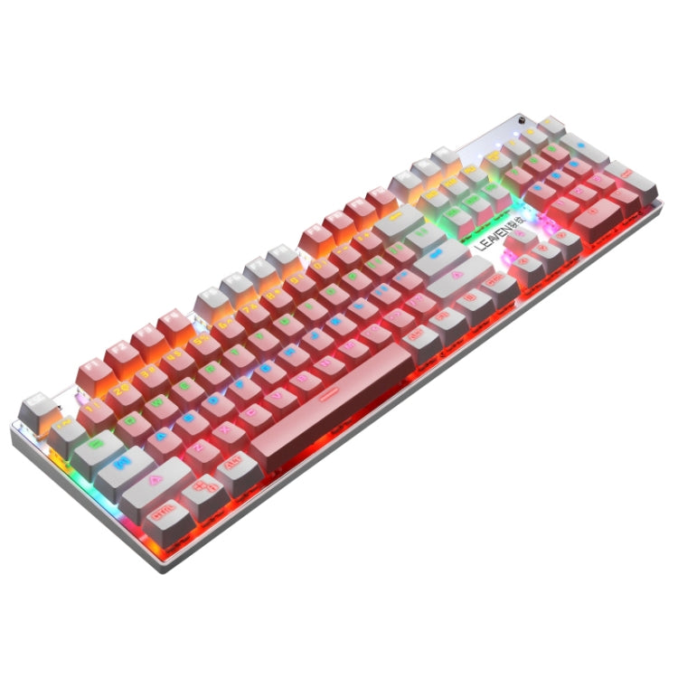 104 Keys Green Shaft RGB Luminous Keyboard Computer Game USB Wired Metal Mechanical Keyboard, Cabel Length:1.5m, Style: Double Imposition Version (White Pink) - Wired Keyboard by PMC Jewellery | Online Shopping South Africa | PMC Jewellery | Buy Now Pay Later Mobicred