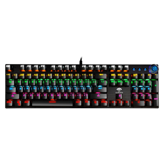 LEAVEN K990 Knob Version 104 Keys Office Computer Game Mechanical Green Axis Wired Keyboard, Cabel Length:1.8m(Black) - Wired Keyboard by LEAVEN | Online Shopping South Africa | PMC Jewellery | Buy Now Pay Later Mobicred