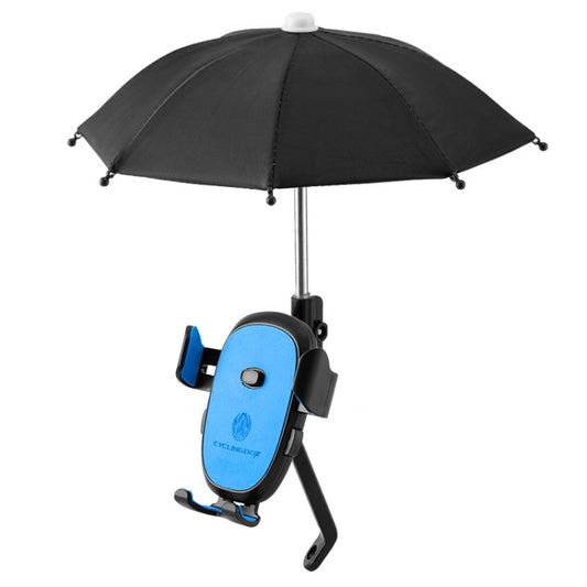 CYCLINGBOX BG-2935 Bicycle Mobile Phone Bracket With Umbrella Waterproof Navigation Electric Car Mobile Phone Frame, Style: Rearview Mirror Installation (Blue) - Holders by CYCLINGBOX | Online Shopping South Africa | PMC Jewellery | Buy Now Pay Later Mobicred