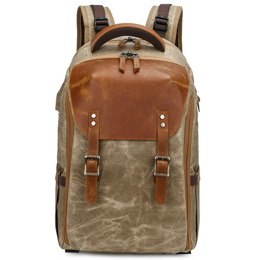 K805 Waterproof Batik Canvas Camera Backpack Outdoor Liner Shoulder Photography Bag(Khaki) - Backpack by PMC Jewellery | Online Shopping South Africa | PMC Jewellery | Buy Now Pay Later Mobicred