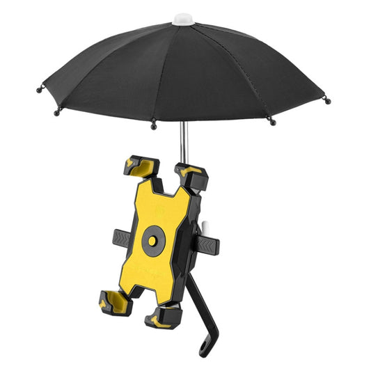 CYCLINGBOX Bicycle Mobile Phone Bracket With Parasol Rider Mobile Phone Frame, Style: Rearview Mirror Installation (Yellow) - Holders by CYCLINGBOX | Online Shopping South Africa | PMC Jewellery | Buy Now Pay Later Mobicred