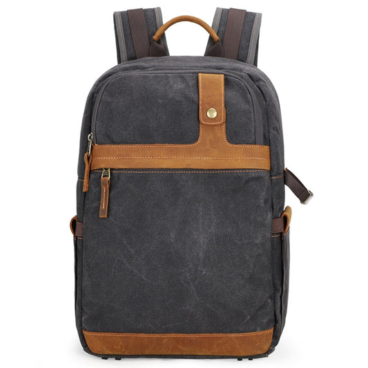 D1383 Outdoor SLR Digital Camera Backpack Waterproof Batik Canvas Camera Bag(Gray) - Backpack by PMC Jewellery | Online Shopping South Africa | PMC Jewellery | Buy Now Pay Later Mobicred