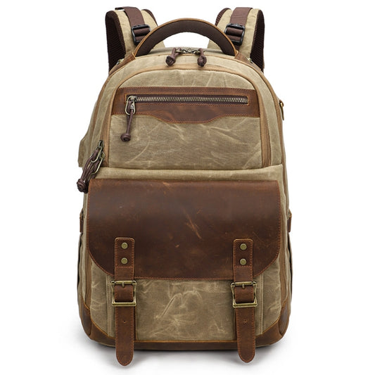 K813 Retro SLR Camera Bag Canvas Shoulder Computer Camera Bag(Khaki) - Backpack by PMC Jewellery | Online Shopping South Africa | PMC Jewellery | Buy Now Pay Later Mobicred