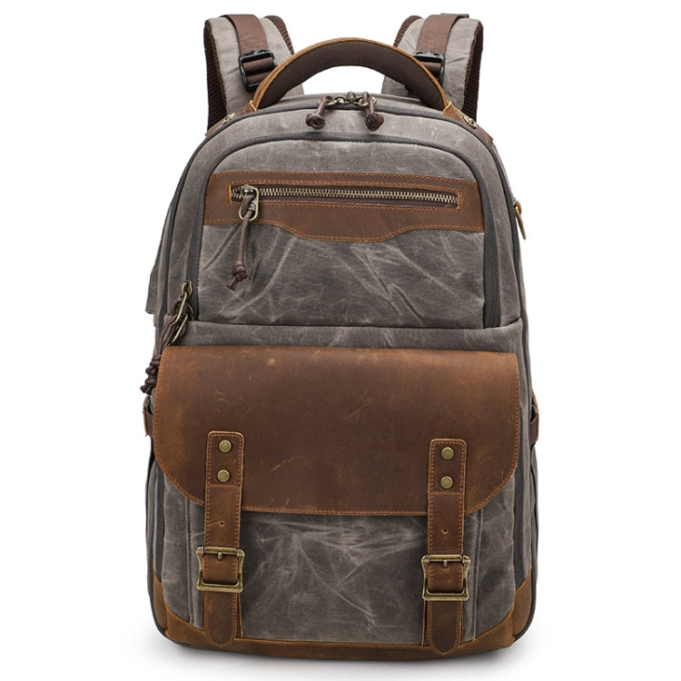 K813 Retro SLR Camera Bag Canvas Shoulder Computer Camera Bag(Grey) - Backpack by PMC TechLife | Online Shopping South Africa | PMC TechLife | Buy Now Pay Later Mobicred