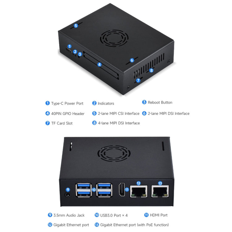 Waveshare 25311 Metal Case For VisionFive2 Board, With Cooling Fan - Mini PC Accessories by Waveshare | Online Shopping South Africa | PMC TechLife | Buy Now Pay Later Mobicred