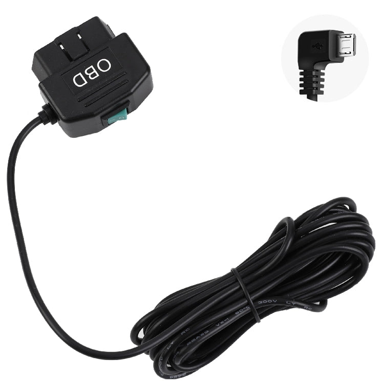 H507 Driving Recorder OBD Step-down Line Car ACC Three-Core Power Cord 12/24V To 5V 3A Low Pressure Protection Line, Specification: Micro Right Elbow - Cables & Connectors by PMC Jewellery | Online Shopping South Africa | PMC Jewellery | Buy Now Pay Later Mobicred