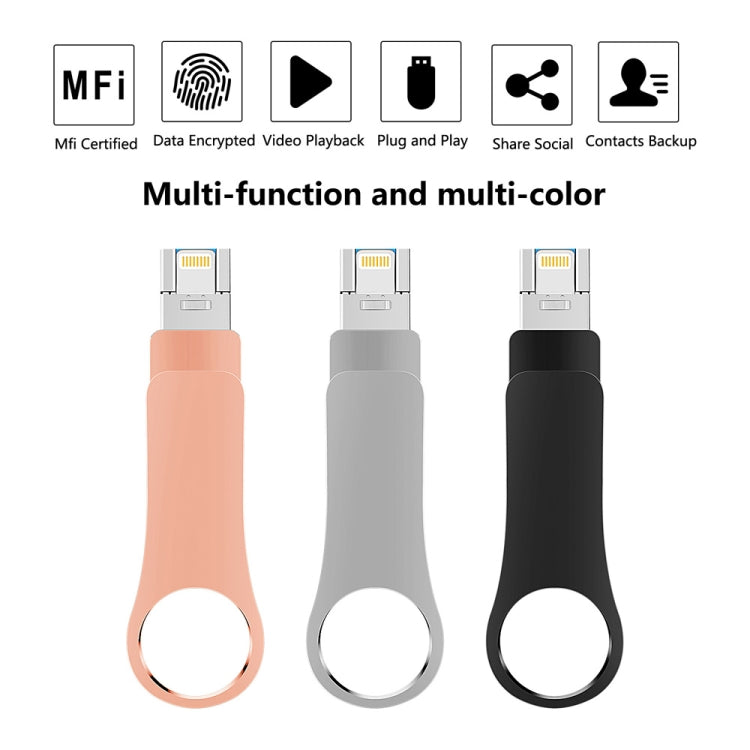 8GB USB 3.0 + 8 Pin + USB-C / Type-C 3 in 1 Mobile Computer Metal U-Disk(Black) - free shipping - PMC Jewellery - Order now!