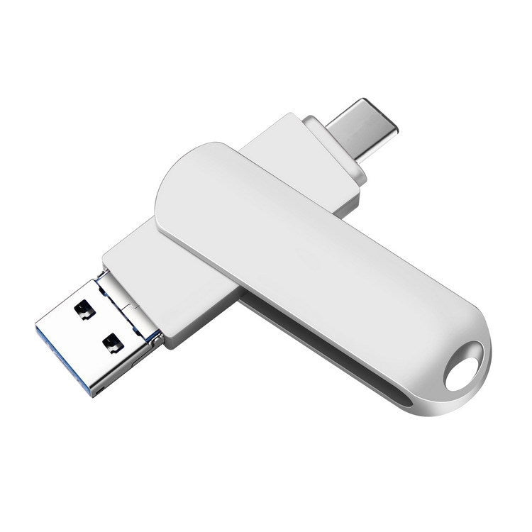 64GB USB 3.0 + 8 Pin + USB-C / Type-C 3 in 1 Phone Computer Rotatable Metal U-Disk - USB Flash Drives by PMC Jewellery | Online Shopping South Africa | PMC Jewellery | Buy Now Pay Later Mobicred