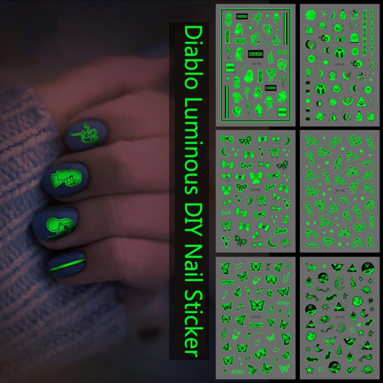 10 PCS Waterproof Sweat Proof Environmental Luminous DIY Nail Stickers(SN-144) - Nail Stickers by PMC Jewellery | Online Shopping South Africa | PMC Jewellery | Buy Now Pay Later Mobicred