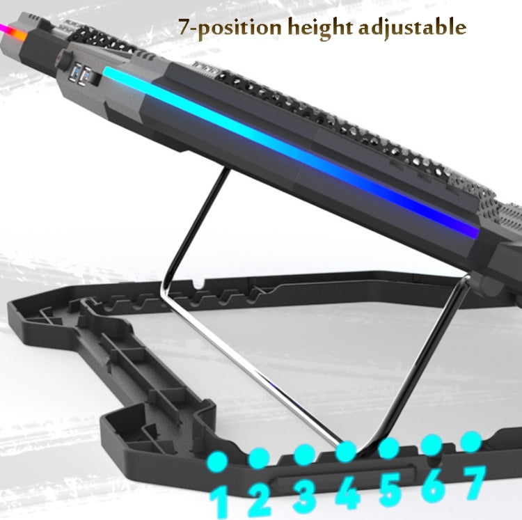 F12 6 Fans USB Semiconductor Computer Radiator Notebook Stand with Phone Holder, Colour: Blue Light + RGB Light - Cooling Pads by PMC Jewellery | Online Shopping South Africa | PMC Jewellery | Buy Now Pay Later Mobicred