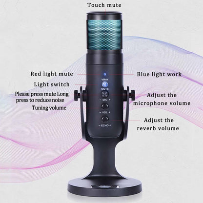 JD-950 RGB Colorful Ambient Light Condenser Microphone - Microphone by PMC Jewellery | Online Shopping South Africa | PMC Jewellery | Buy Now Pay Later Mobicred