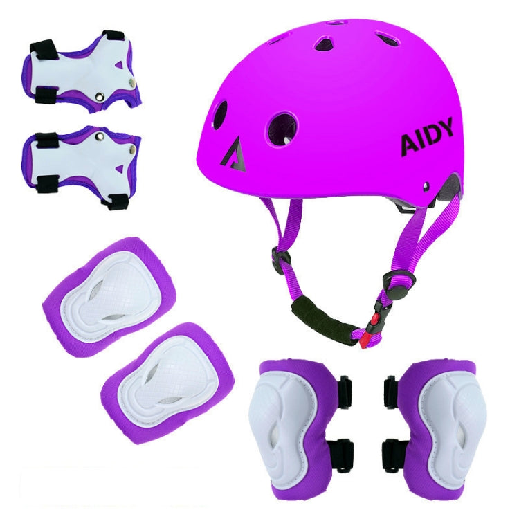 AIDY 7 In 1 Children Roller Skating Sports Protective Gear Set(Dumb Purple) - Protective Helmet & Masks by PMC Jewellery | Online Shopping South Africa | PMC Jewellery | Buy Now Pay Later Mobicred