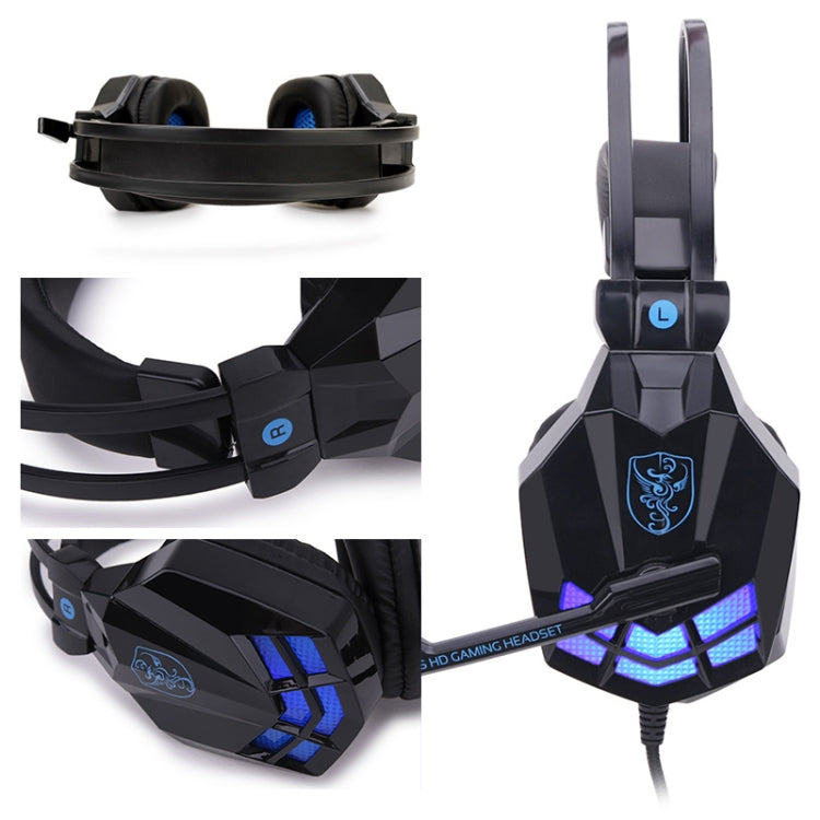 Soyto SY850MV Luminous Gaming Computer Headset For PC (Black Blue) - Multimedia Headset by Soyto | Online Shopping South Africa | PMC Jewellery | Buy Now Pay Later Mobicred