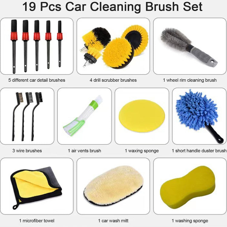 19 PCS / Set Car Wheel Cleaning Brush Interior Detail Brush - Car washing supplies by PMC Jewellery | Online Shopping South Africa | PMC Jewellery | Buy Now Pay Later Mobicred