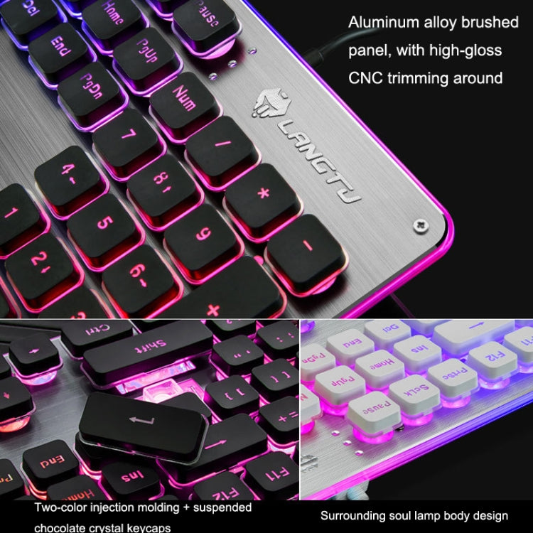 LANGTU L1 104 Keys USB Home Office Film Luminous Wired Keyboard, Cable Length:1.6m(White Light Pink) - Wired Keyboard by LANGTU | Online Shopping South Africa | PMC Jewellery | Buy Now Pay Later Mobicred