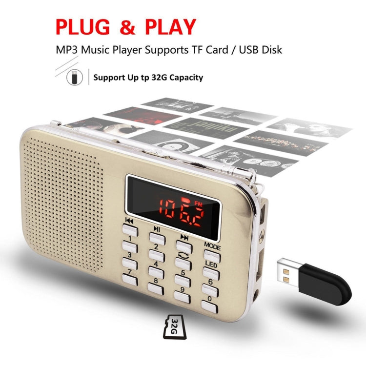 L-218AM  MP3 Radio Speaker Player Support TF Card USB with LED Flashlight Function(Blue) - Radio Player by PMC Jewellery | Online Shopping South Africa | PMC Jewellery | Buy Now Pay Later Mobicred