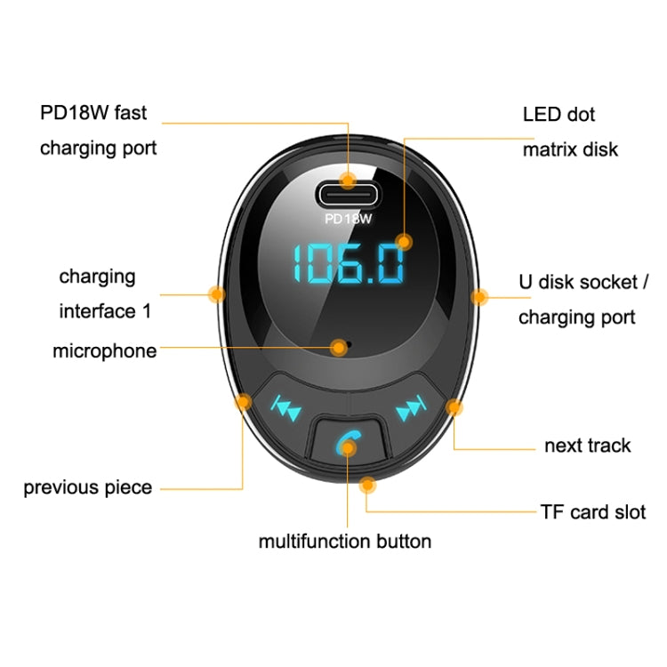 BT09 Car Bluetooth MP3 Digital Display Dual USB Charger(Black) - Bluetooth Car Kits by PMC Jewellery | Online Shopping South Africa | PMC Jewellery | Buy Now Pay Later Mobicred