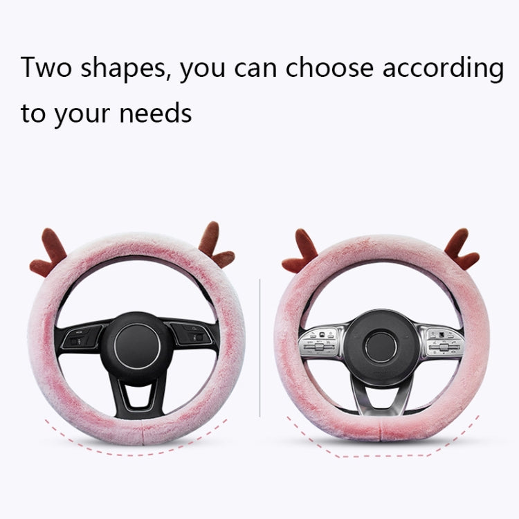 Antler Thick Plush Steering Wheel Cover, Style: O Type (Pink) - Steering Wheel Accessories by PMC TechLife | Online Shopping South Africa | PMC TechLife | Buy Now Pay Later Mobicred