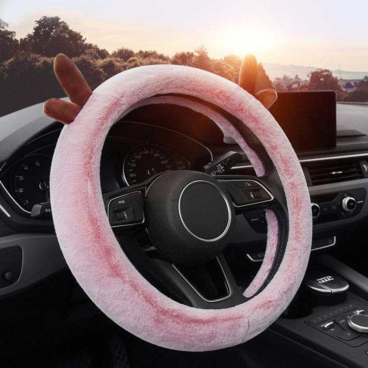 Antler Thick Plush Steering Wheel Cover, Style: O Type (Gray) - Steering Wheel Accessories by PMC TechLife | Online Shopping South Africa | PMC TechLife | Buy Now Pay Later Mobicred