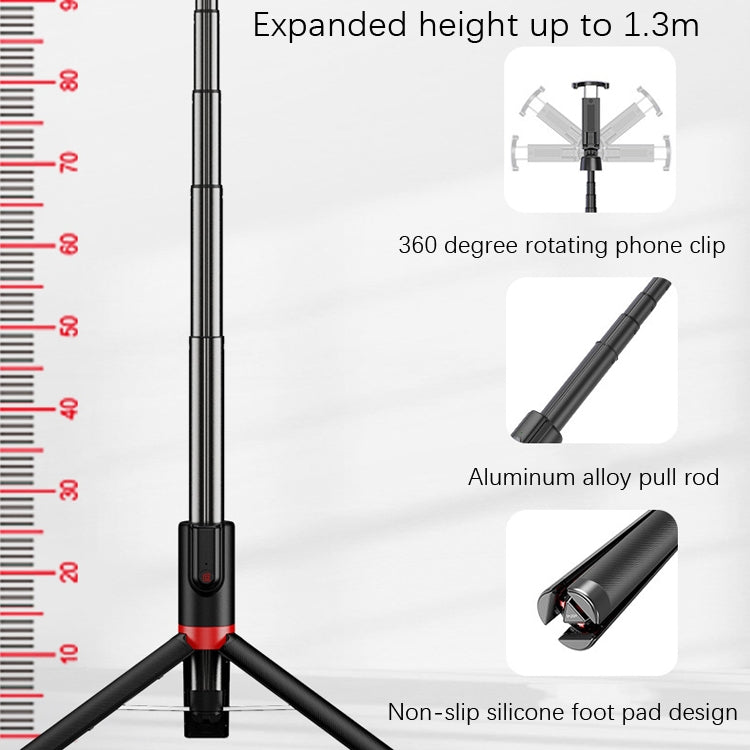 Desktop Multi-Function Live 1.3m Tripod Portable Integrated Bluetooth Selfie Rod(Black) - Selfie Sticks by PMC Jewellery | Online Shopping South Africa | PMC Jewellery | Buy Now Pay Later Mobicred