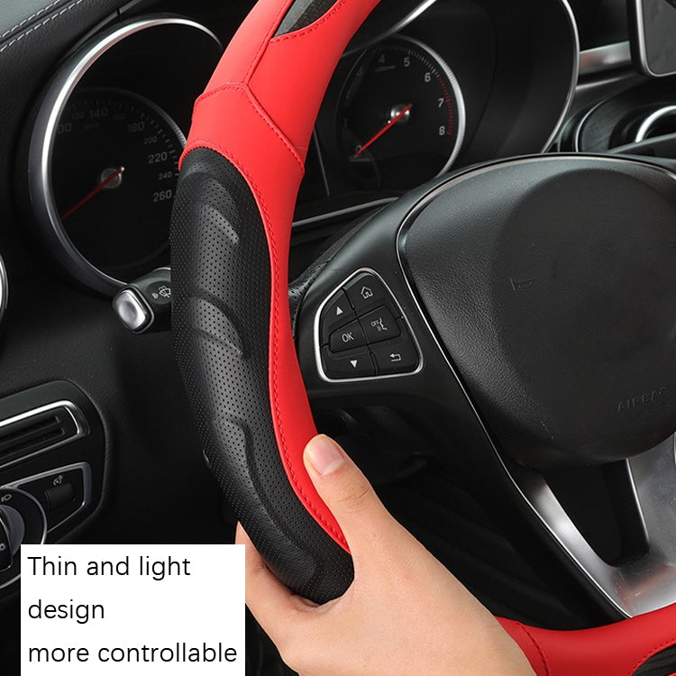 Leather Carbon Fiber Stitching Car Steering Wheel Set, Diameter: 38cm(Black Yellow D Shape) - Steering Wheel Accessories by PMC TechLife | Online Shopping South Africa | PMC TechLife | Buy Now Pay Later Mobicred