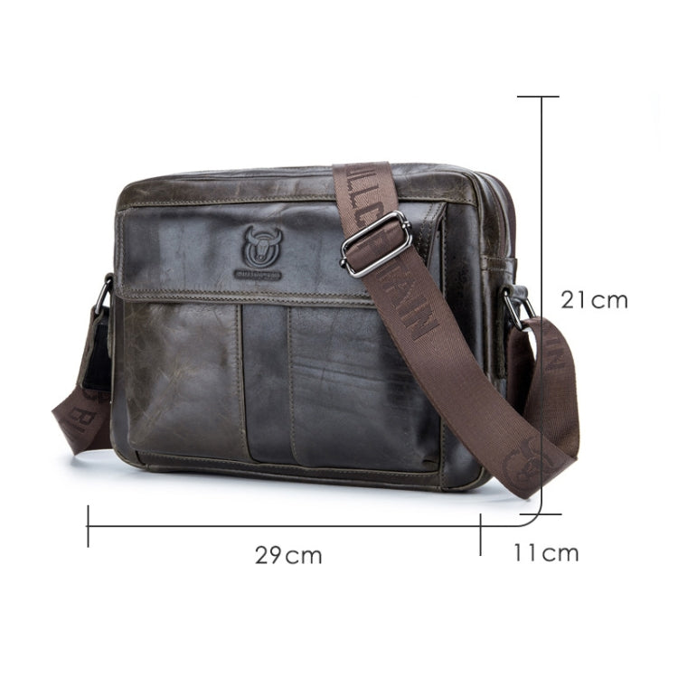 BULL CAPTAIN  Double Layer Leather One Shoulder Messenger Bag For Men(Iron Blue) - Single-shoulder Bags by BULL CAPTAIN | Online Shopping South Africa | PMC TechLife | Buy Now Pay Later Mobicred