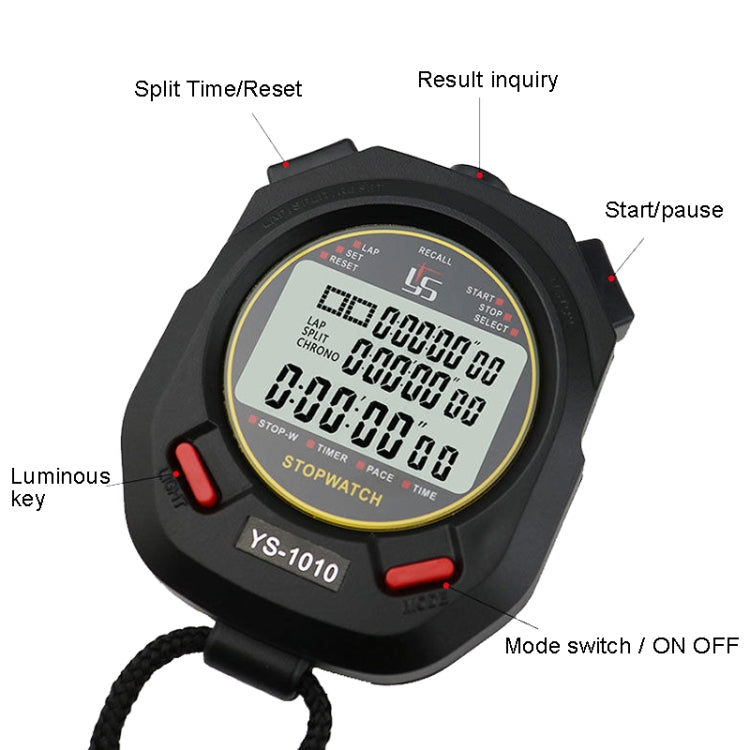 YS 3 Rows Display Luminous Stopwatch Timer Training Referee Stopwatch, Style: YS-1010 10 Memories - Pedometer by PMc TechLife | Online Shopping South Africa | PMc TechLife | Buy Now Pay Later Mobicred