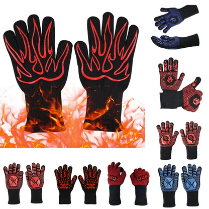 1 Pair High Temperature Resistant Silicone BBQ Gloves  Anti-Scalding Gloves(Big Flame Red) - Safety Gloves by PMC Jewellery | Online Shopping South Africa | PMC Jewellery