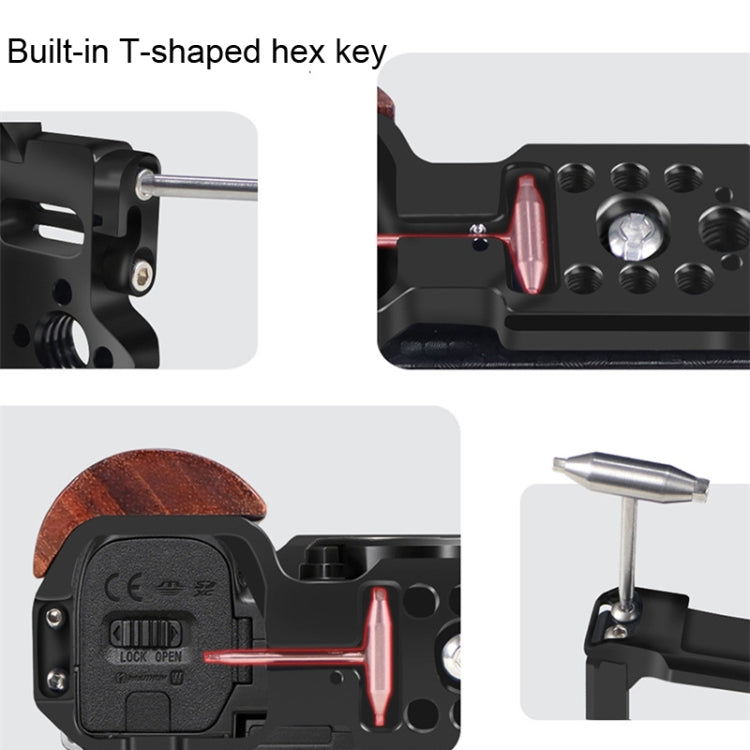 Alloy Rabbit Cage With Wooden Handle for Sony ZV-E10 Camera(Black) - Camera Cage by PMC TechLife | Online Shopping South Africa | PMC TechLife