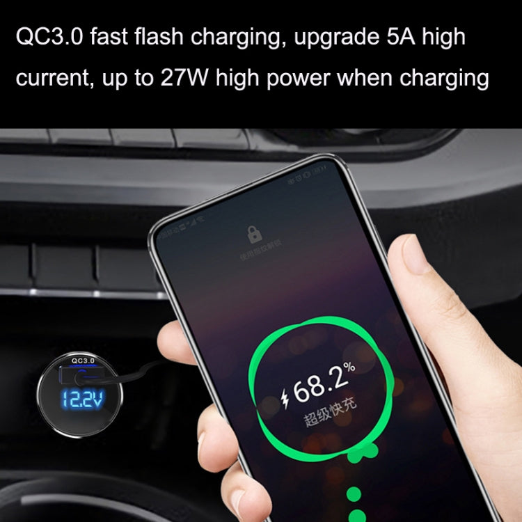 2PCS JY-032 USB Digital Display Fast Charge Car Charger, Style: 3.5A + QC3.0(Android Straight Head) - Cables & Connectors by PMC Jewellery | Online Shopping South Africa | PMC Jewellery | Buy Now Pay Later Mobicred