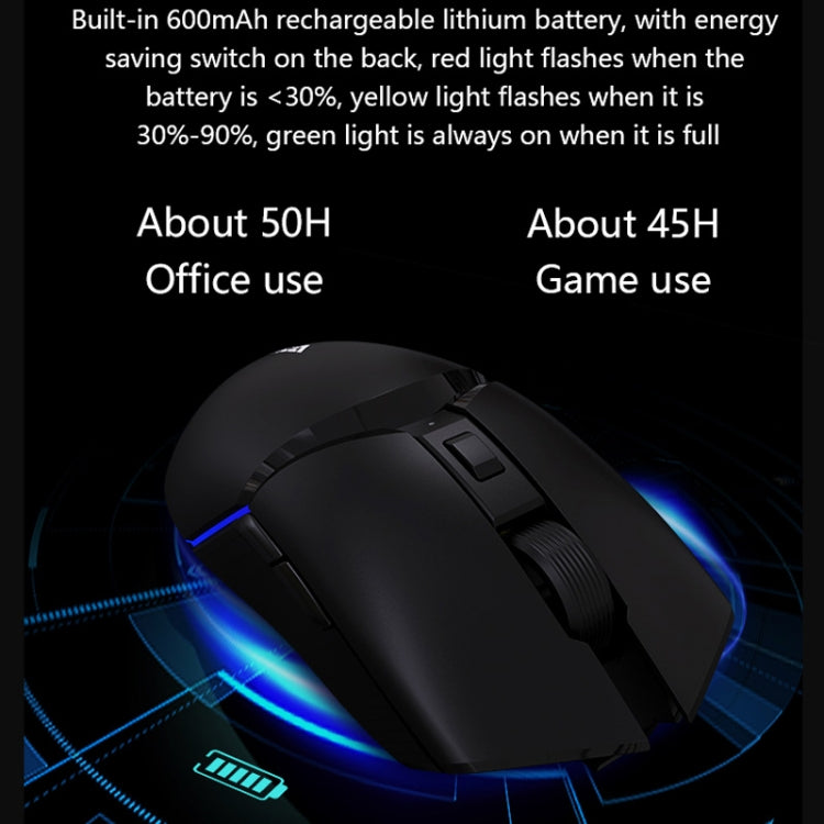 Ajazz I309Pro 1600 DPI 8 Keys Dual Mode Gaming Wireless Bluetooth Mouse(Black) - Wireless Mice by Ajazz | Online Shopping South Africa | PMC Jewellery | Buy Now Pay Later Mobicred