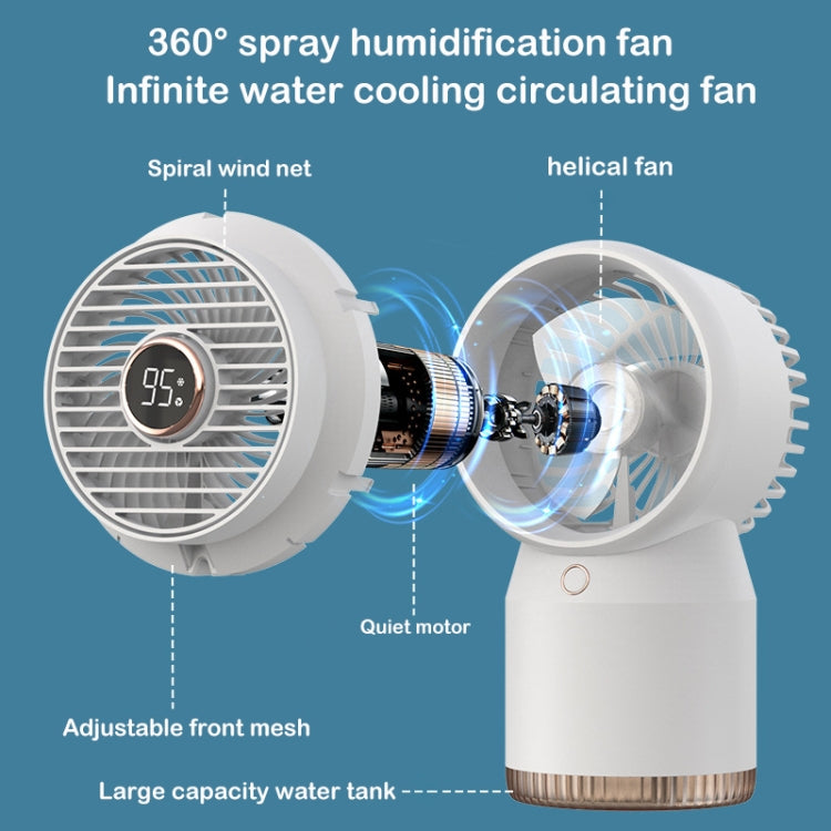Spray Humidified LED Digital Display Office Home Fan, Style: 3600mAh Rechargeable(Blue) - Electric Fans by PMC TechLife | Online Shopping South Africa | PMC TechLife | Buy Now Pay Later Mobicred
