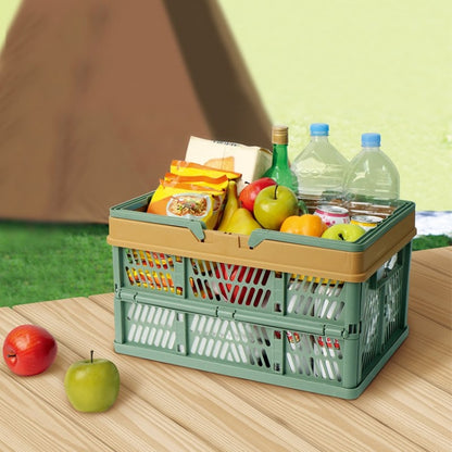 Foldable Picnic Basket Supermarket Shopping Basket,Size: 25x30.5x44cm(Green Coffee) - Storage Boxes by PMC Jewellery | Online Shopping South Africa | PMC Jewellery