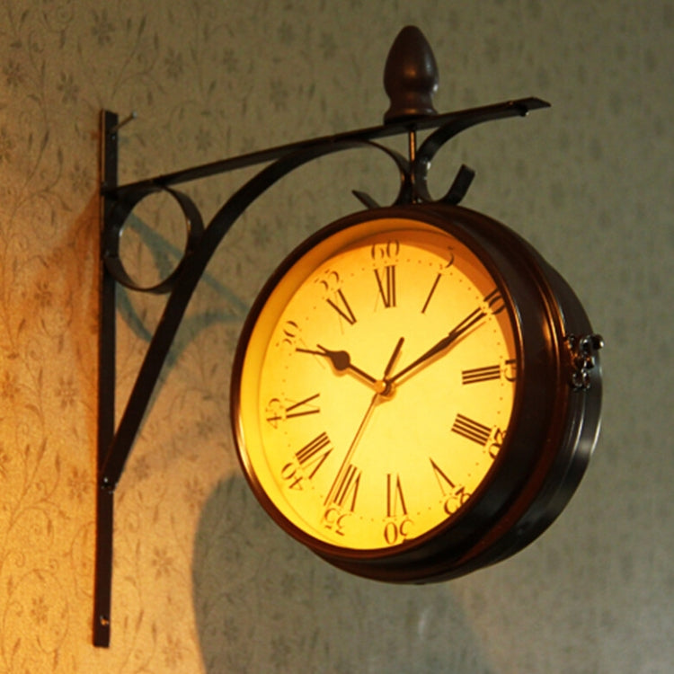 Iron Retro Home Wall Clock Double Side Hanging Clock, Size: 8 inch(Monochrome 62450114A) - Wall Clock by PMc TechLife | Online Shopping South Africa | PMc TechLife | Buy Now Pay Later Mobicred
