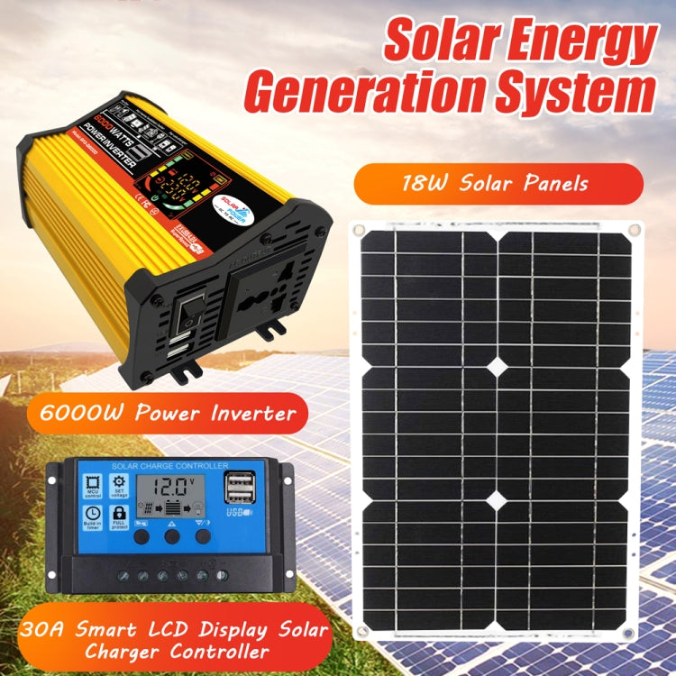 Saga 3 Generations Home Solar Generator Inverter+30A Controller+18W 12V Solar Panel, Specification: Yellow 12V To 220V - Modified Square Wave by PMC TechLife | Online Shopping South Africa | PMC TechLife | Buy Now Pay Later Mobicred