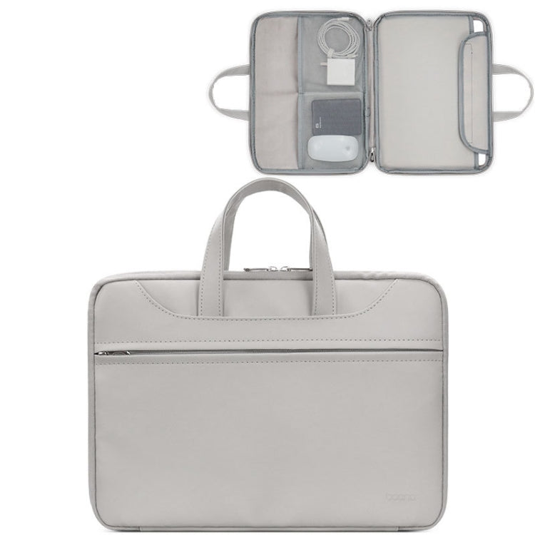 Baona BN-Q006 PU Leather Full Opening Laptop Handbag For 13/13.3 inches(Grey) - 13.3 inch by Baona | Online Shopping South Africa | PMC Jewellery | Buy Now Pay Later Mobicred