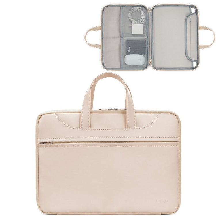 Baona BN-Q006 PU Leather Full Opening Laptop Handbag For 14 inches(Light Apricot Color) - 15 inch by Baona | Online Shopping South Africa | PMC Jewellery | Buy Now Pay Later Mobicred