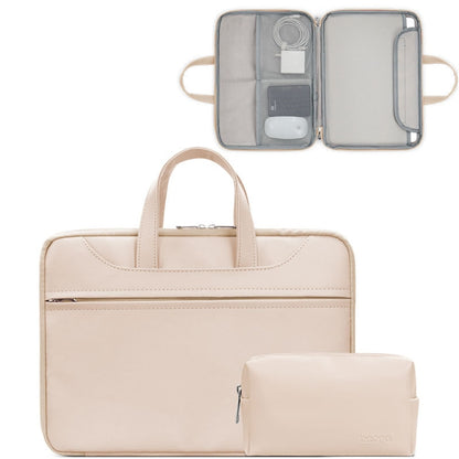 Baona BN-Q006 PU Leather Full Opening Laptop Handbag For 14 inches(Light Apricot Color+Power Bag) - 15 inch by Baona | Online Shopping South Africa | PMC Jewellery | Buy Now Pay Later Mobicred