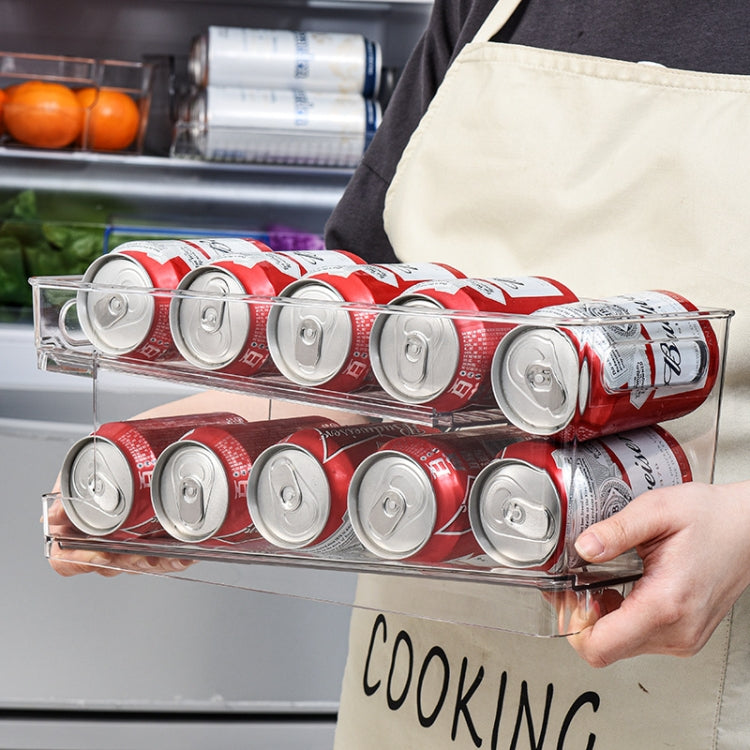 Transparent 2 Layer Automatic Roll-off Cans Beverage Refrigerated Storage Box - Shelf by PMC TechLife | Online Shopping South Africa | PMC TechLife