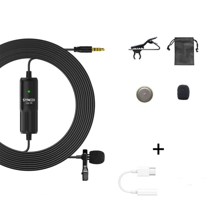 SYNCO S8 Lavalier Live Wired Microphone, Spec: Black + Type-C - Microphone by SYNCO | Online Shopping South Africa | PMC TechLife | Buy Now Pay Later Mobicred