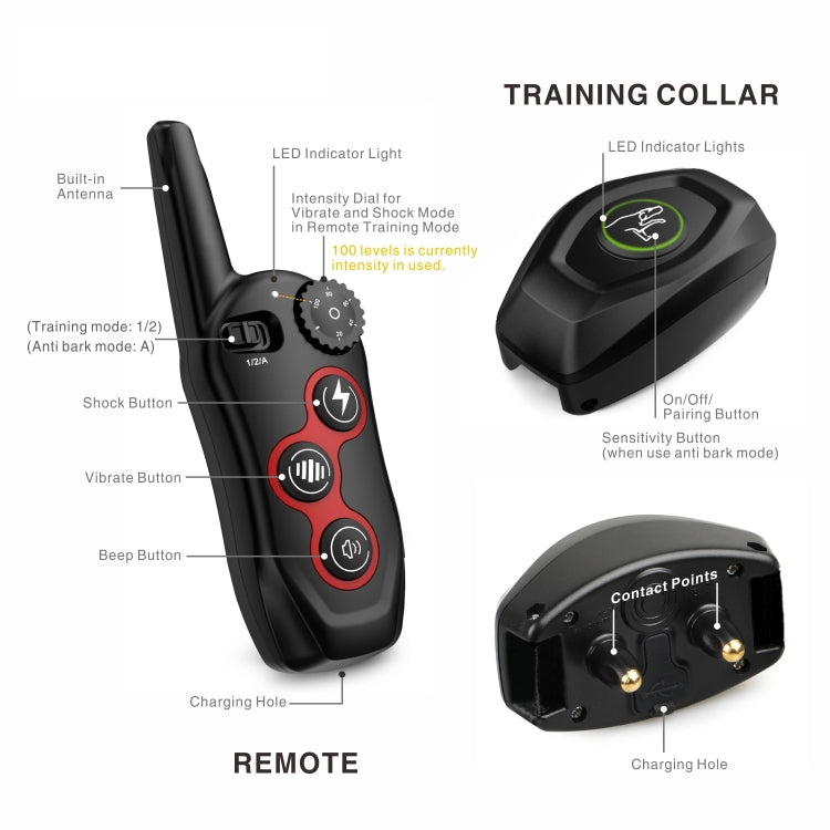 Remote Control Trainer Dog Collar Automatic Barking Stopper, Specification: 1 Drag 1 Black - Training Aids by PMC TechLife | Online Shopping South Africa | PMC TechLife