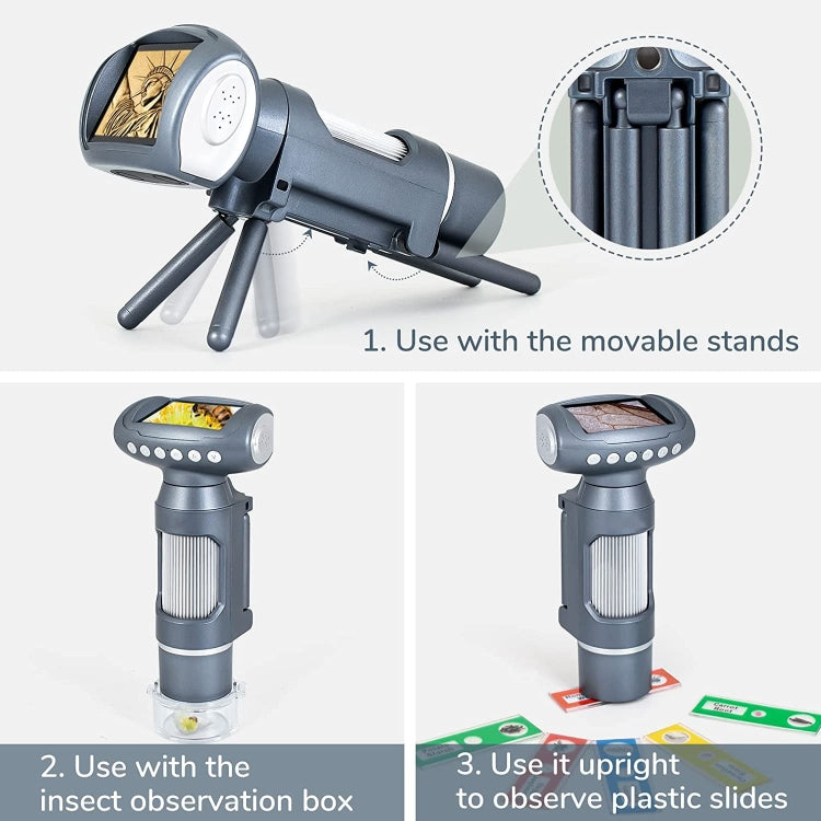 Children Camera Microscope USB Electronic Microscope Digital Magnifying Glass(Silver Gray) - free shipping - PMC Jewellery - Order now!