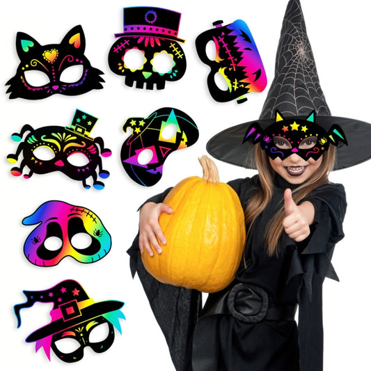 8 Pcs/Set Halloween Scratch Paper Mask Toys for Children - Halloween Masks by PMC Jewellery | Online Shopping South Africa | PMC Jewellery | Buy Now Pay Later Mobicred