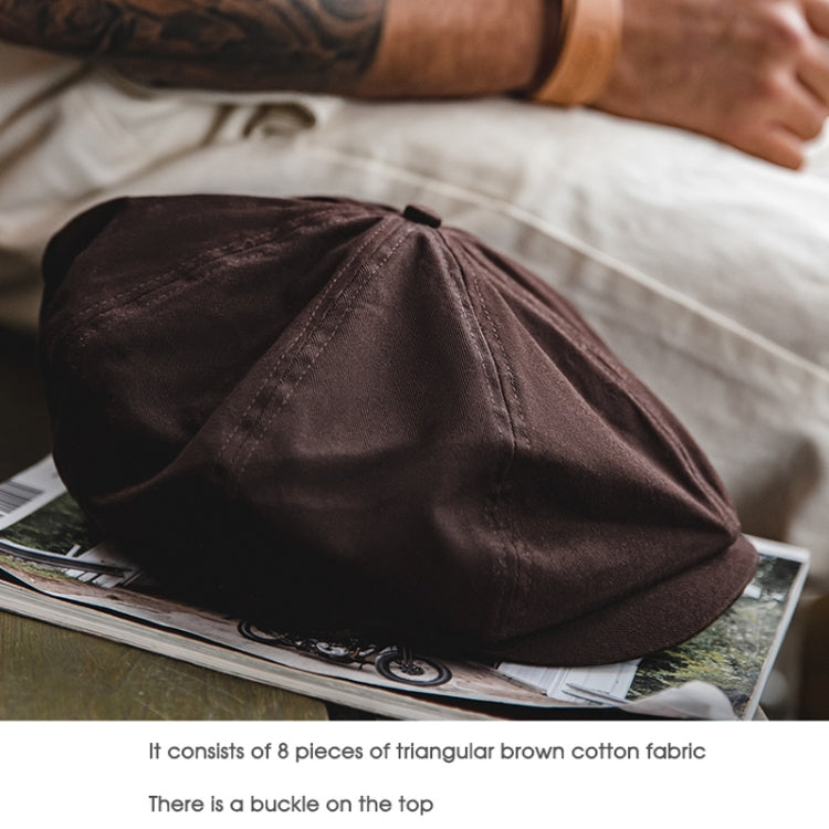 Men Retro Oil Wax Newsboy Hat Beret Painter Octagonal Hat, Head Circumference Size: M 57-60cm(Coffee) - Peaked Cap by PMC Jewellery | Online Shopping South Africa | PMC Jewellery