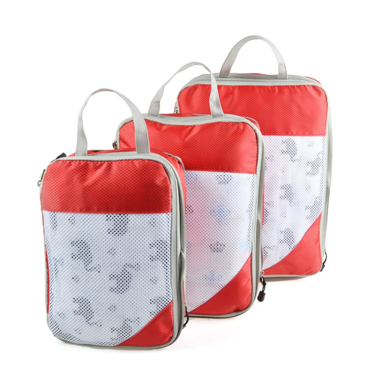 3 PCS/Set Travel Waterproof Compression Clothes Storage Bag(Red With Net) - Storage Bags by PMC TechLife | Online Shopping South Africa | PMC TechLife