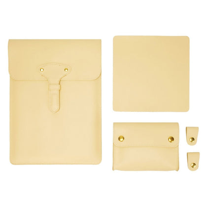 S177 3 In 1 Leather Waterproof Laptop Liner Bags, Size: 13 inches(Light Yellow) - 13.3 inch by PMC Jewellery | Online Shopping South Africa | PMC Jewellery | Buy Now Pay Later Mobicred