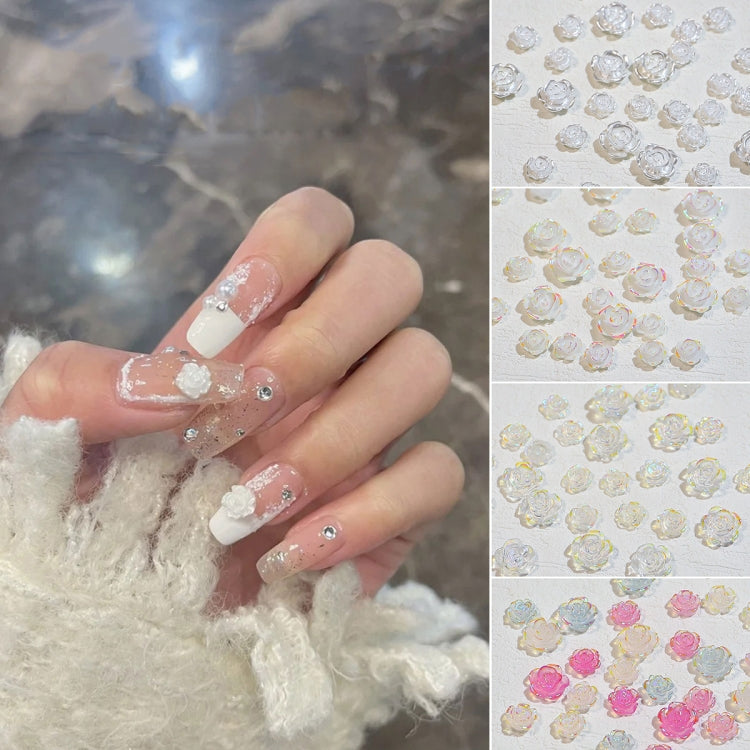 SP0473 30Pcs/Pack 3D Camellia Nail Art Decorative Rhinestones(Colorful White) - Nail Stickers by PMC Jewellery | Online Shopping South Africa | PMC Jewellery | Buy Now Pay Later Mobicred