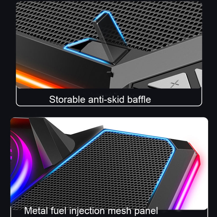 CoolCold  Five Fans 2 USB Ports Laptop Cooler Gaming Notebook Cool Stand,Version: Touch Symphony Blue - free shipping - PMC TechLife - Order now!